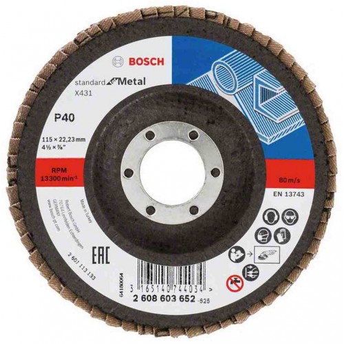 BOSCH Lamelový brúsny kotúč X431, Standard for Metal, 115 mm, 22,23 mm, 40 2608603652